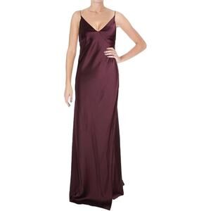 Vera Wang Women's Purple Satin Slip Evening Gown Criss Cross Back Size 4